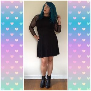 ASOS Black Mini Dress with Sheer Polkadot Sleeves